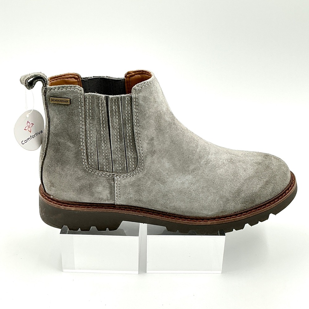 Comfortiva Size 6.5 Ankle Boots Grey Suede Weatherproof Chelsea NEW Women $130